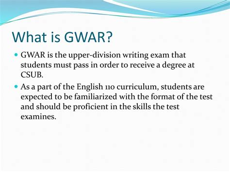 is passing the gwar test hard|GWAR Guidelines for Students .